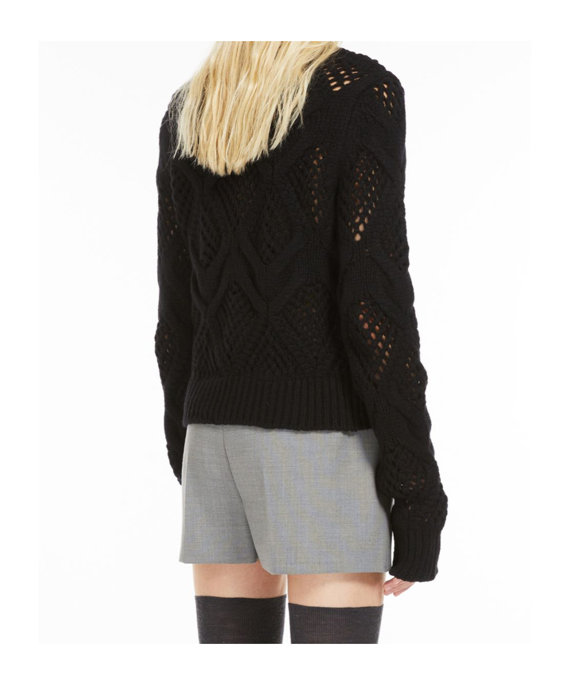 Sportmax Diamond Knitted Wool Round-neck Sweater In Black