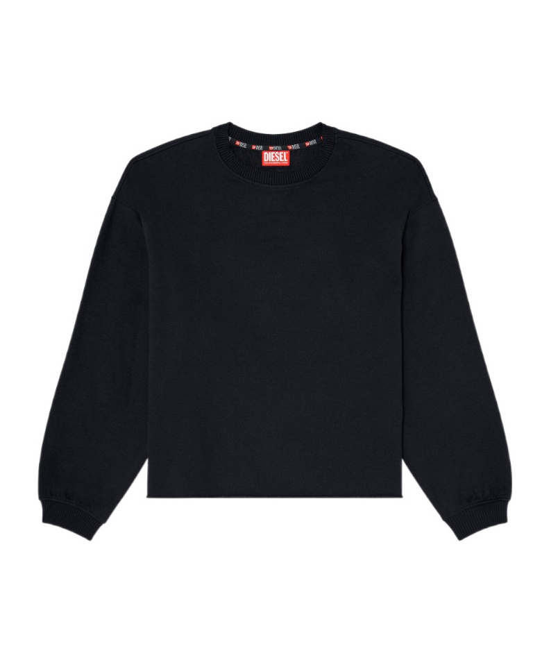 Diesel Peached Raw-hem Cotton Sweatshirt In Black