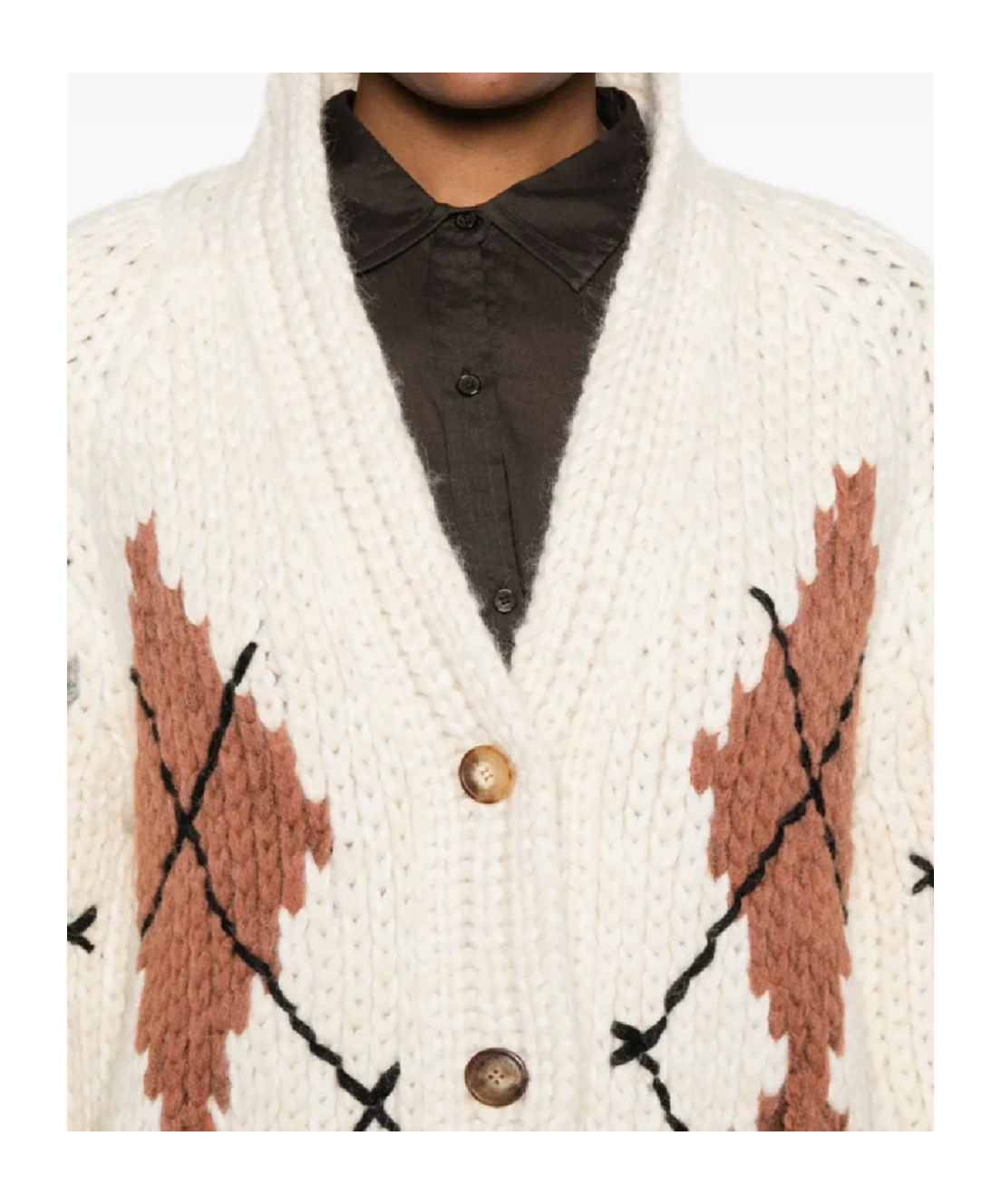 Ermanno Scervino Argyle-pattern Buttoned Cardigan In White