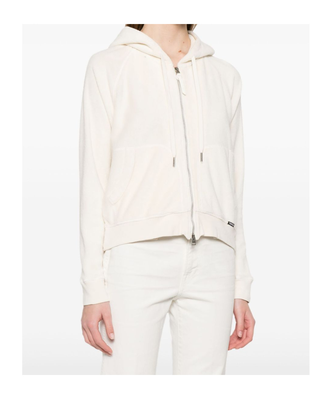 Tom Ford Hooded Zip Sweatshirt Featuring Pockets In White