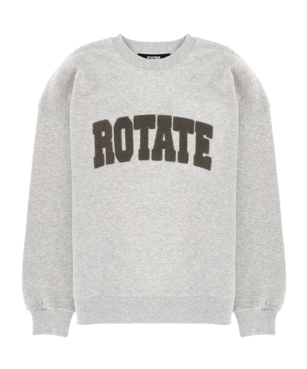Rotate Birger Christensen Crew Neck Logo Sweatshirt In White