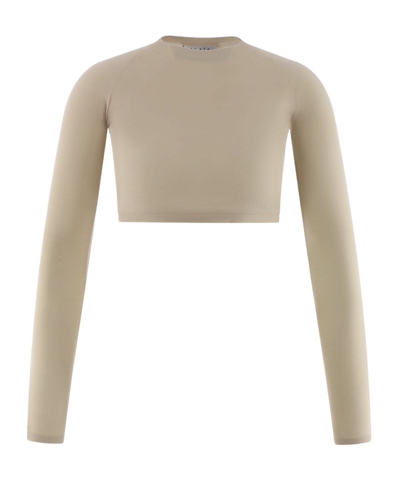 Alaïa Crew Neck Long Sleeve Top In Nude