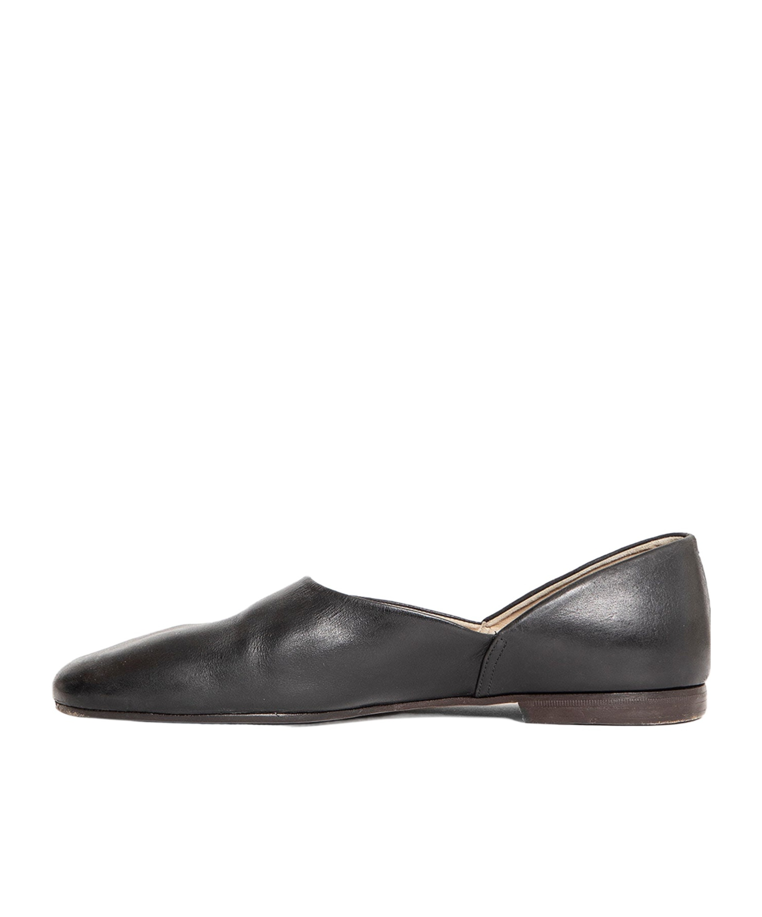 Maison Margiela Leather Grecian Slider Slippers Round Toe In Black