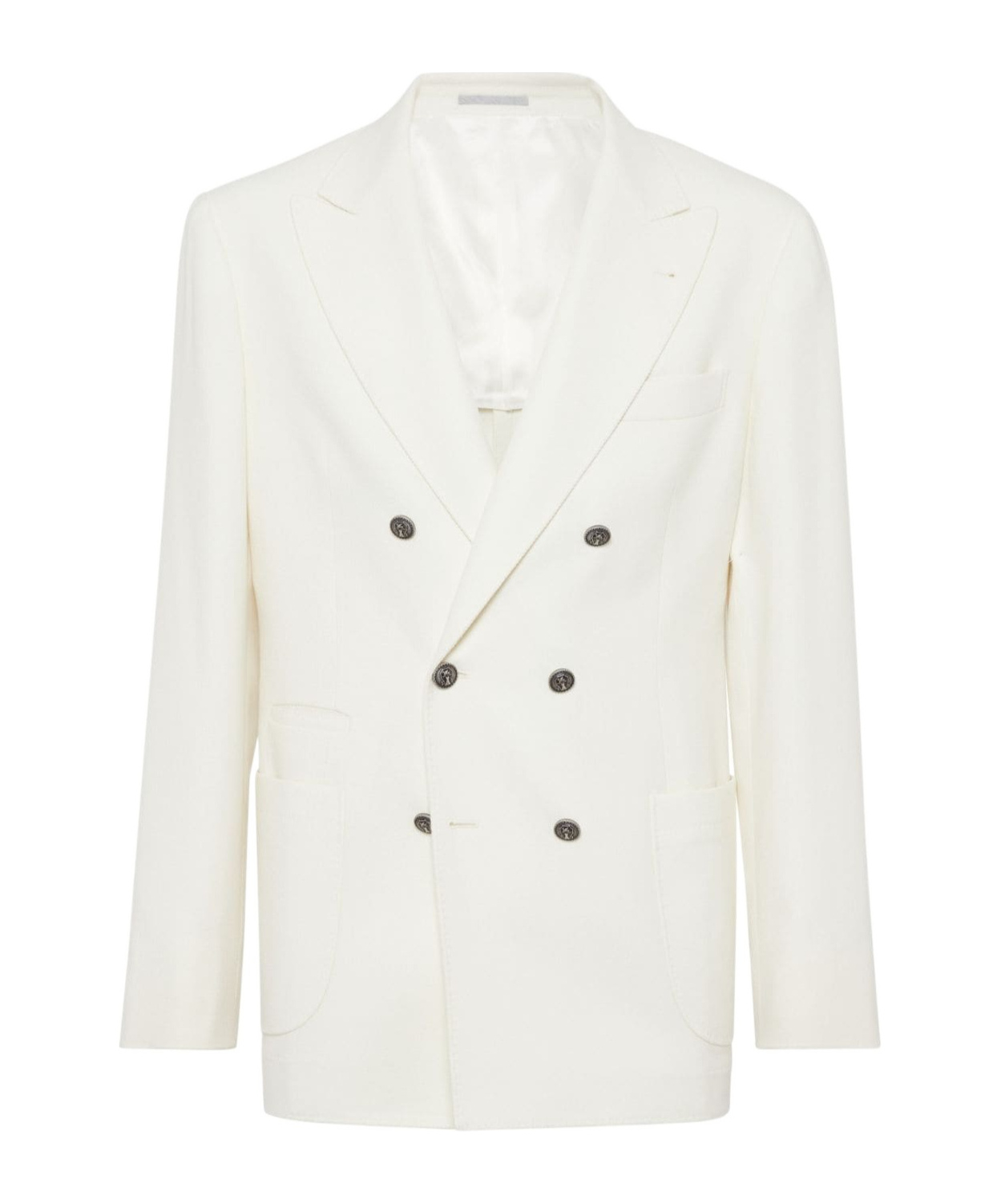 Brunello Cucinelli Wool Double-breasted Suit Jacket In White