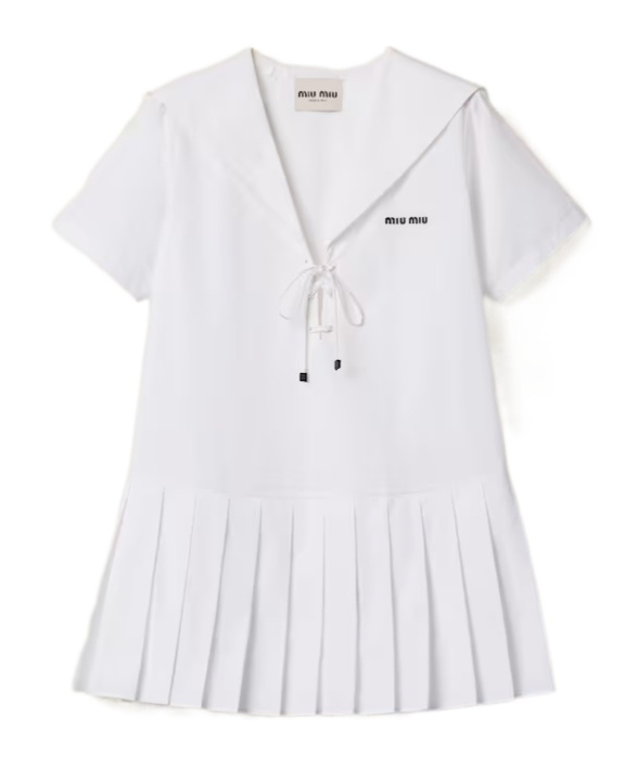Miu Miu Chic Poplin Mini Dress In White