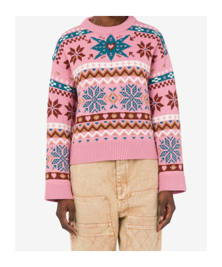 Moschino Snowflake Fairisle Wool Sweater In Animal Print
