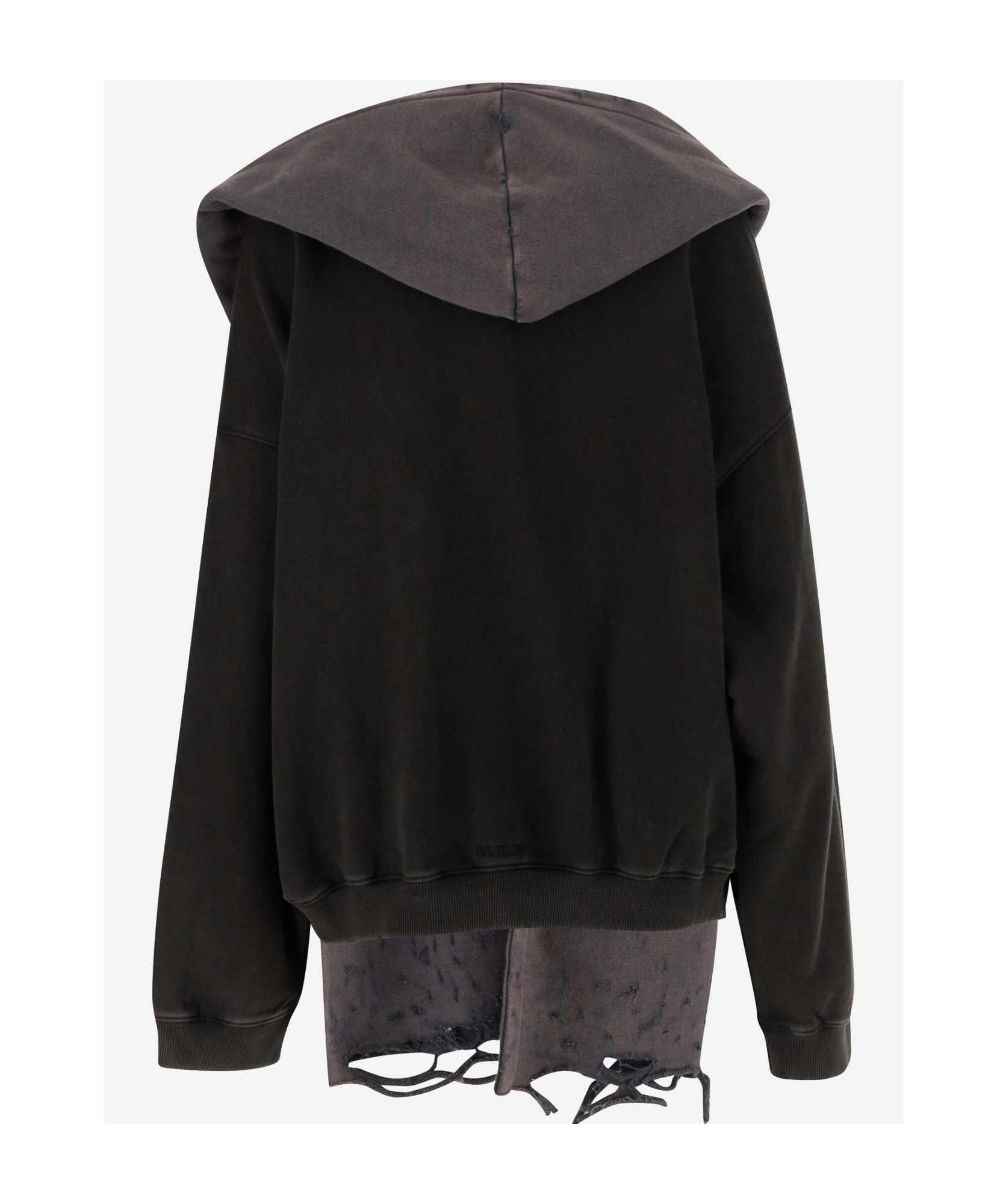 We11 Done Cotton Distressed Muffler Sweatshirt In Black