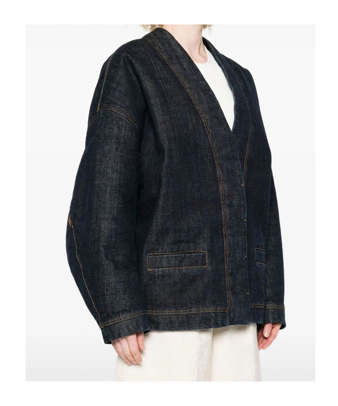 Jacquemus Denim Contrast-stitching Jacket In Blue
