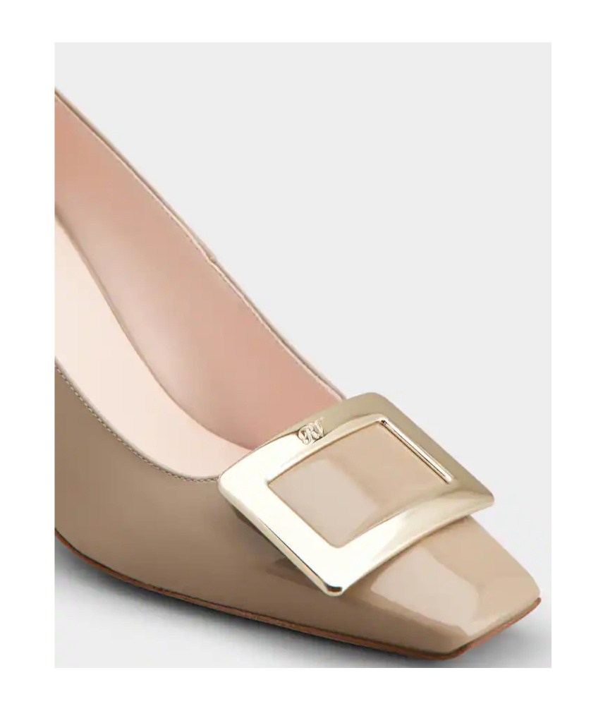 Roger Vivier Belle Vivier 45 Metal Buckle Pumps In Leather In Nude