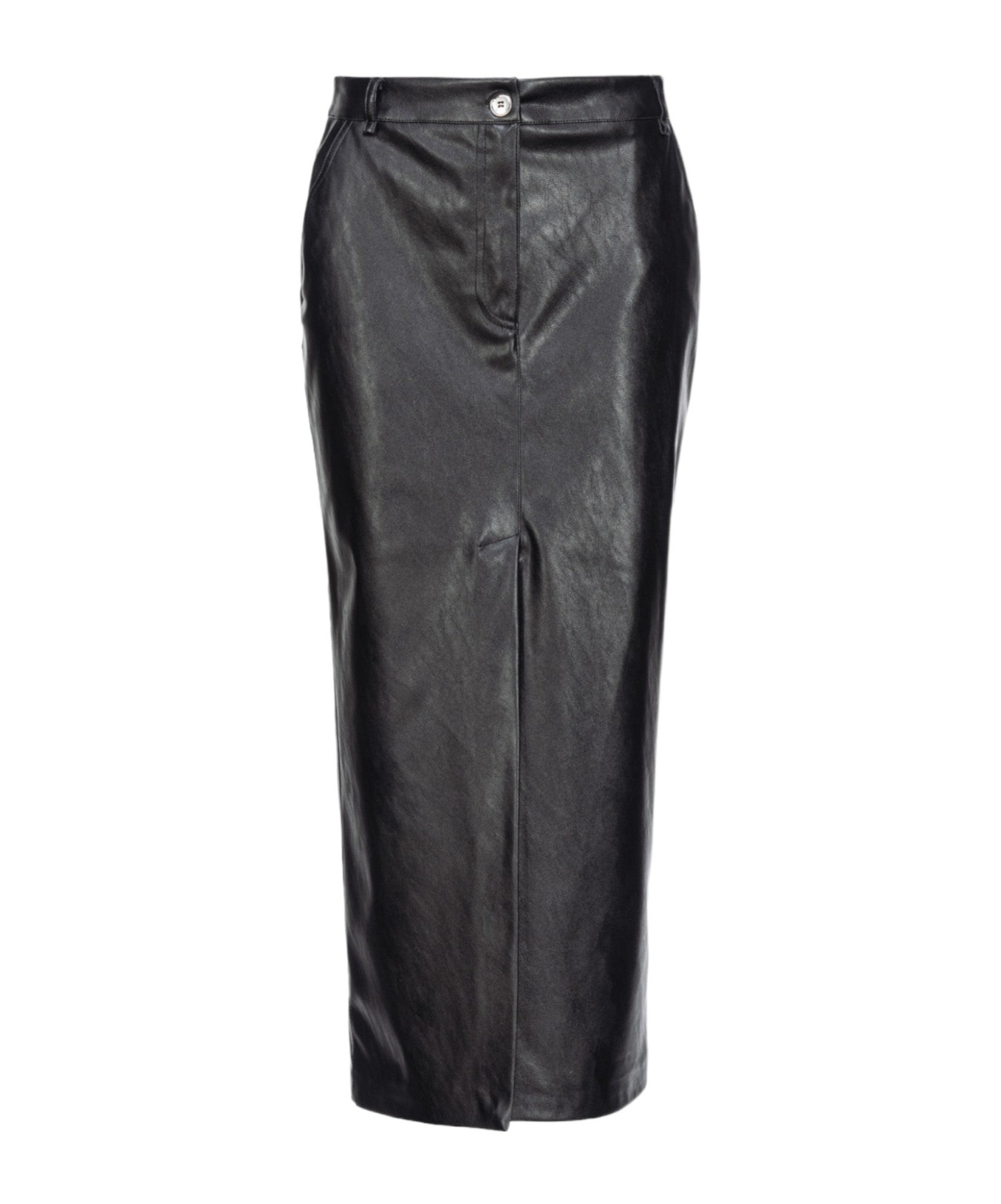 Pinko High Waist Metallic Finish Skirts With Back Slit In Black