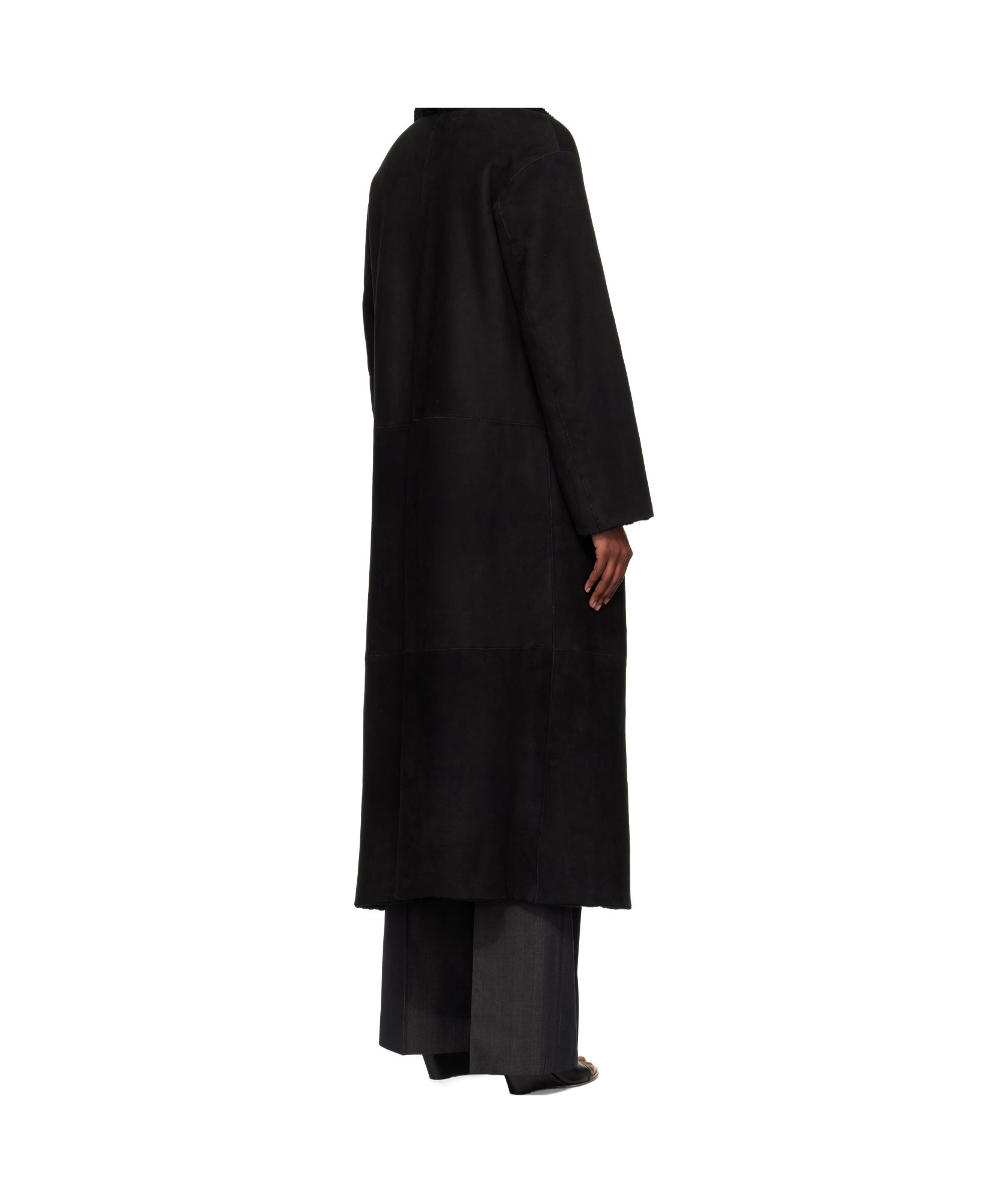 Nour Hammour Merinos Oversized Shearling Coat In Black