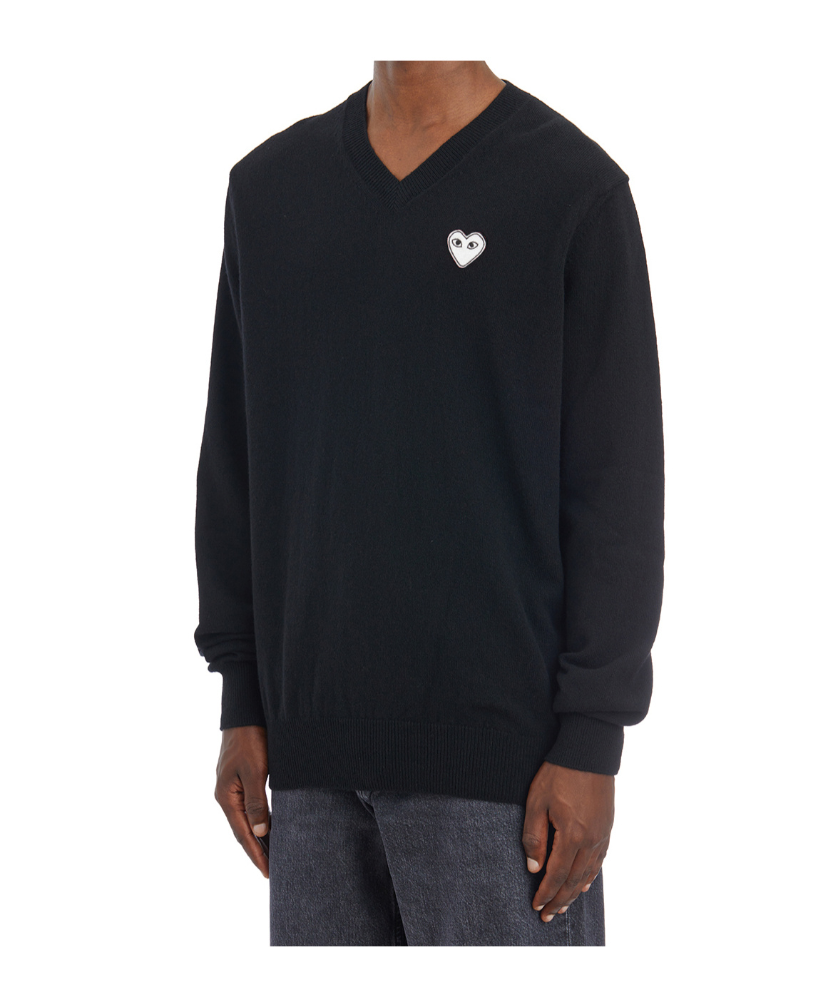 Comme Des Garçons Play Heart-embroidered Sweater In Black