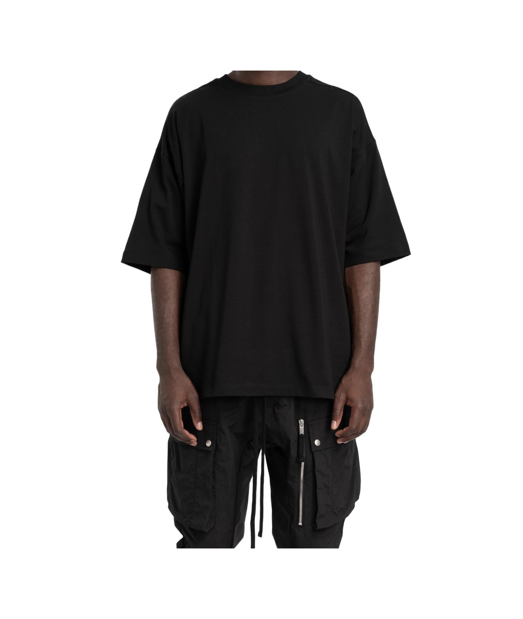 Thom Krom Oversized Patched Print Cotton-modal Stretch Jersey T-shirt In Black