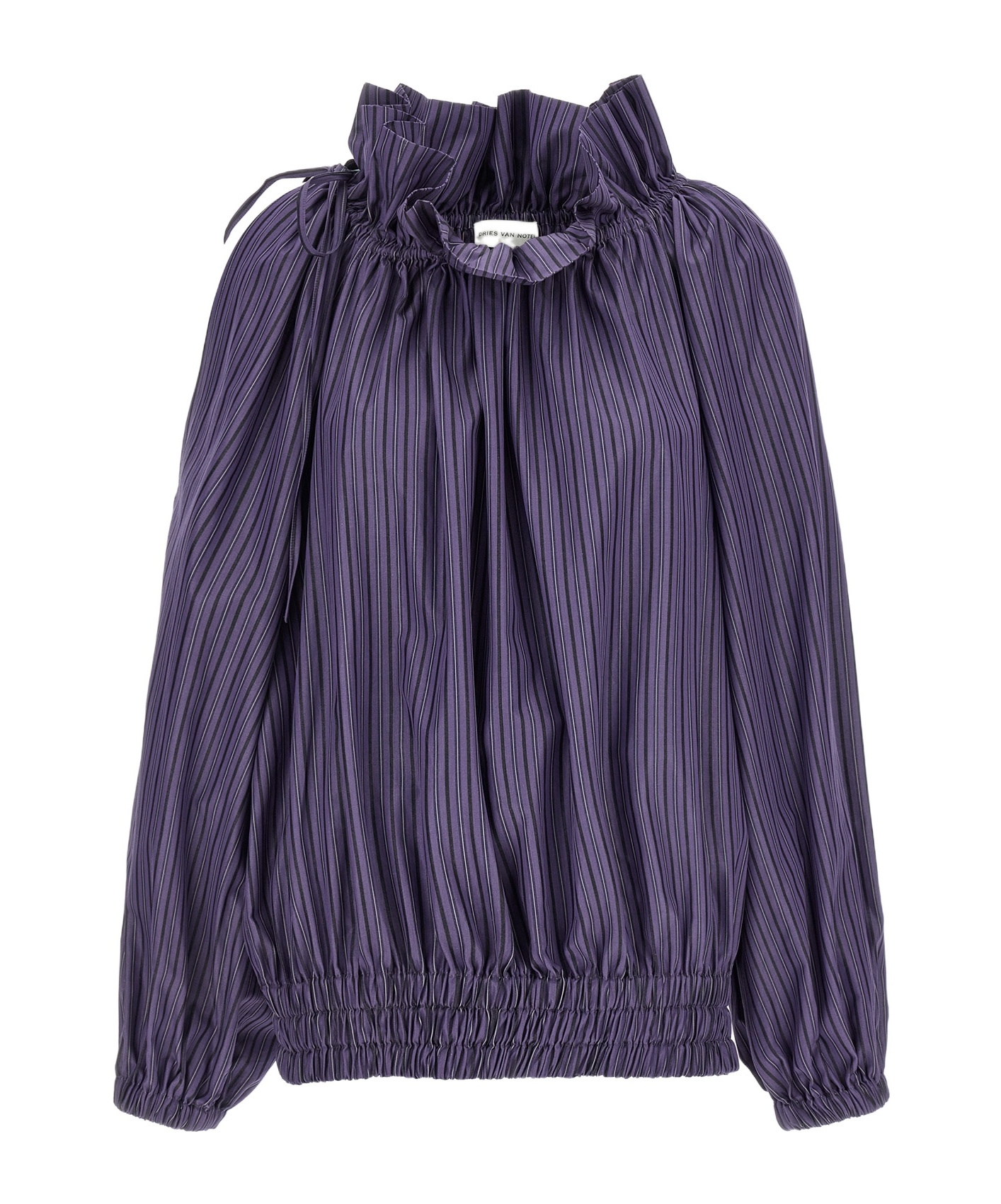 Dries Van Noten Frilled Top With Elasticated Hem And Long Sleeves