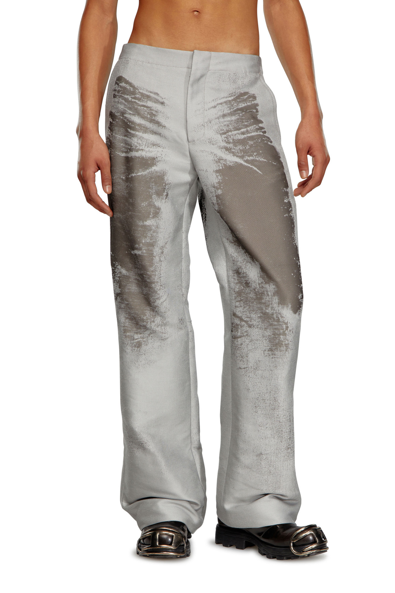 Diesel P-stanly Burn-out Trousers In Gray