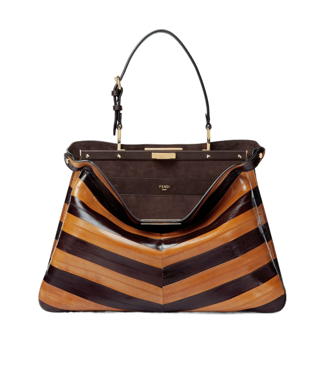 Fendi Peekaboo Soft Large Two-tone Inlaid Hagfish Leather Bag