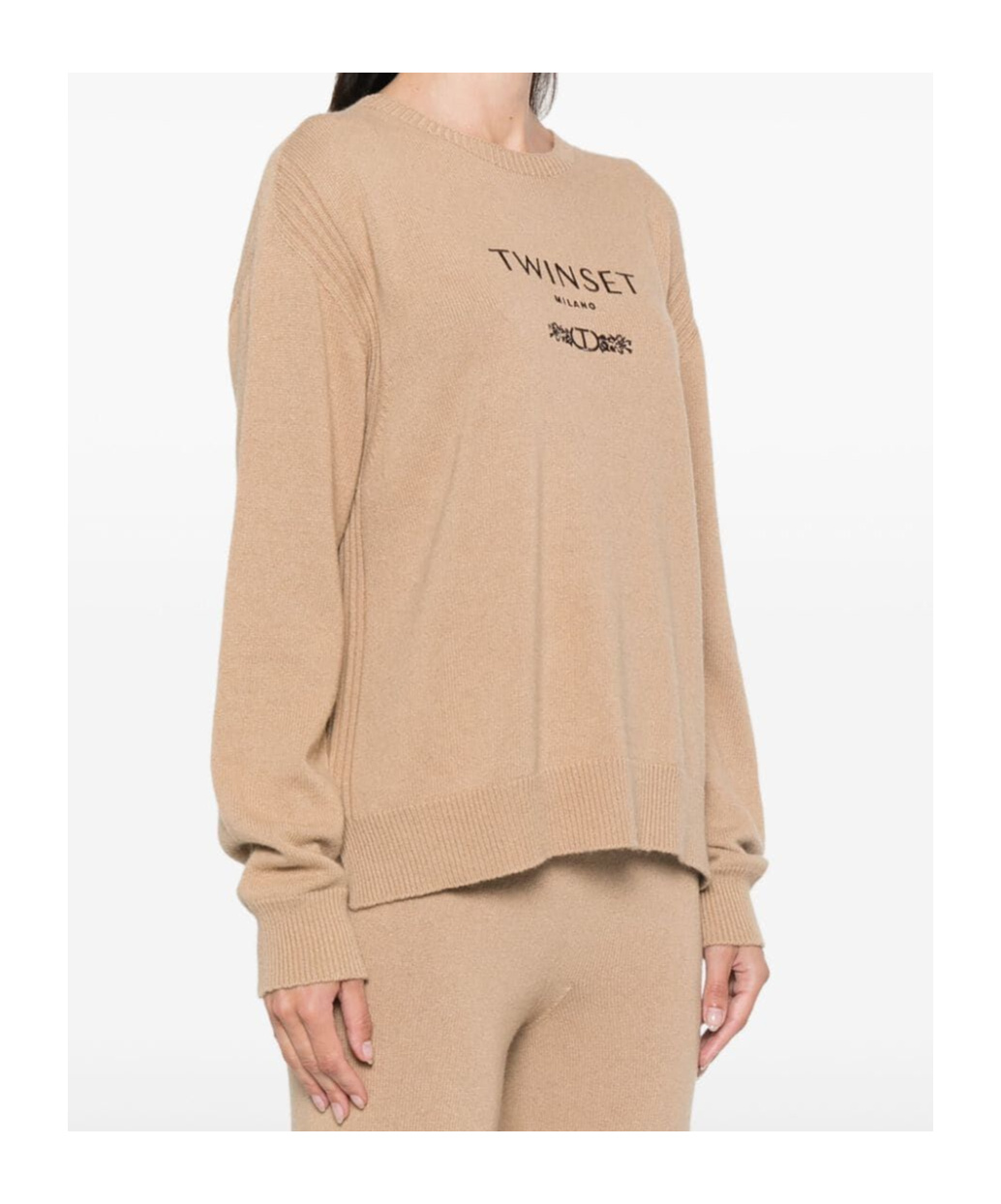 Twinset Logo-embroidered Sweater In Nude