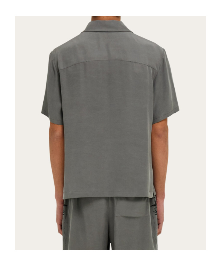 Ferragamo Printed Silk Shirt In Gray