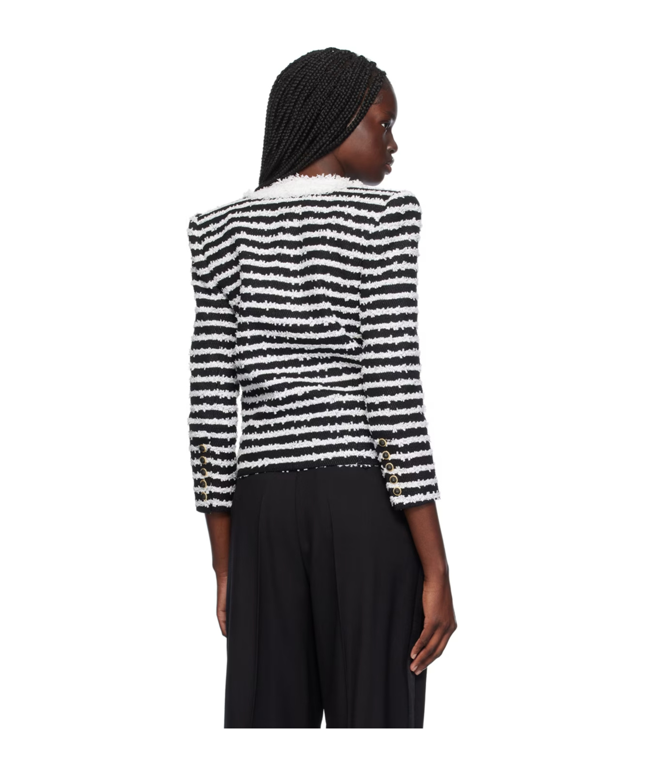 Balmain Women's 4pkt Mariniere Tweed Jacket In Black