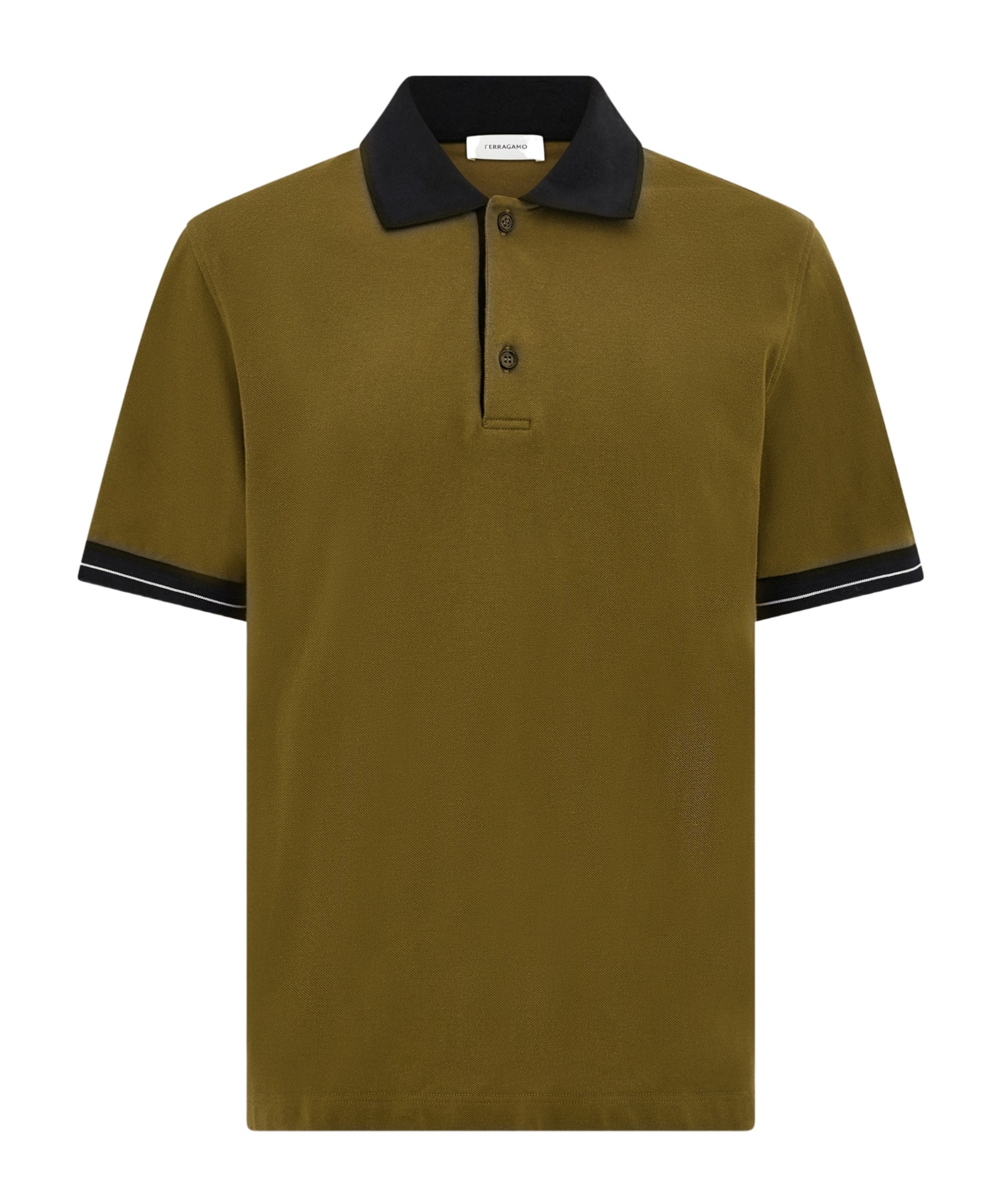 Shop Ferragamo Color Block Detail Polo Shirt In Brown