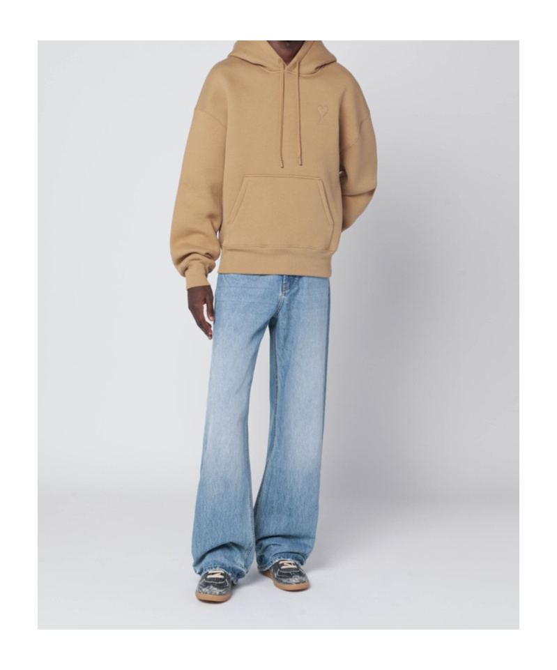 Ami Alexandre Mattiussi Camel Ami De Coeur Hoodie In Brown