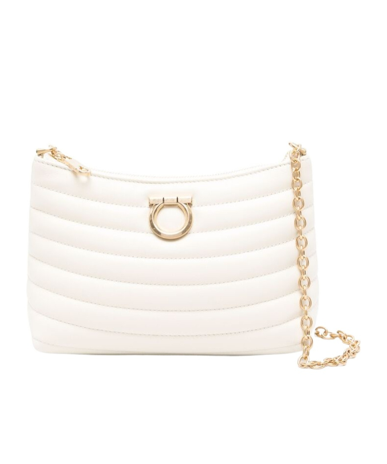 Ferragamo Mini Zipper Shoulder Bag In White