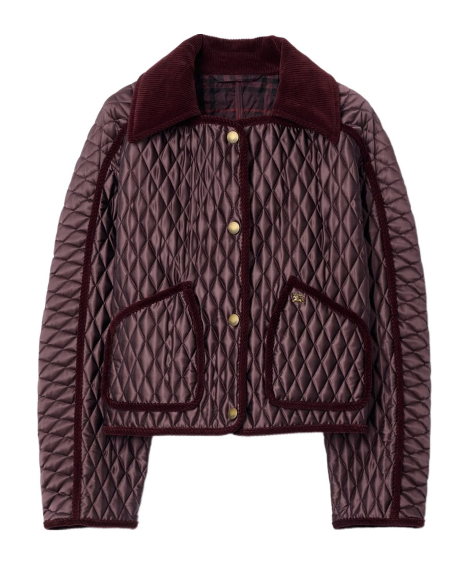 Burberry Floriston Corduroy-trim Quilted Barn Jacket In Brown