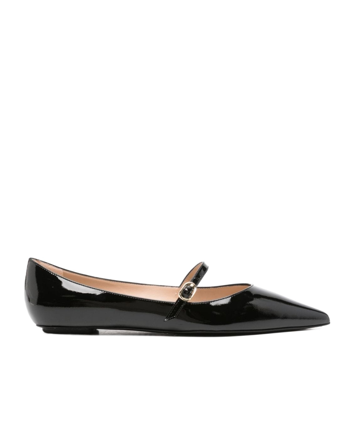 Stuart Weitzman Emilia Leather Mary Jane Point-toe Flats In Black