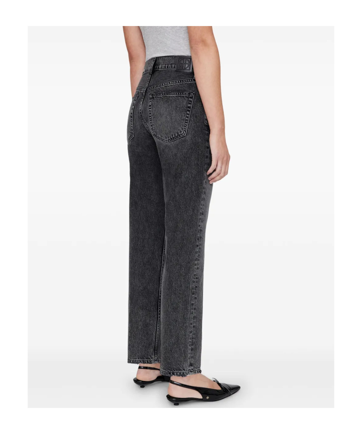Anine Bing Denim Straight-leg Jeans In Dark Grey