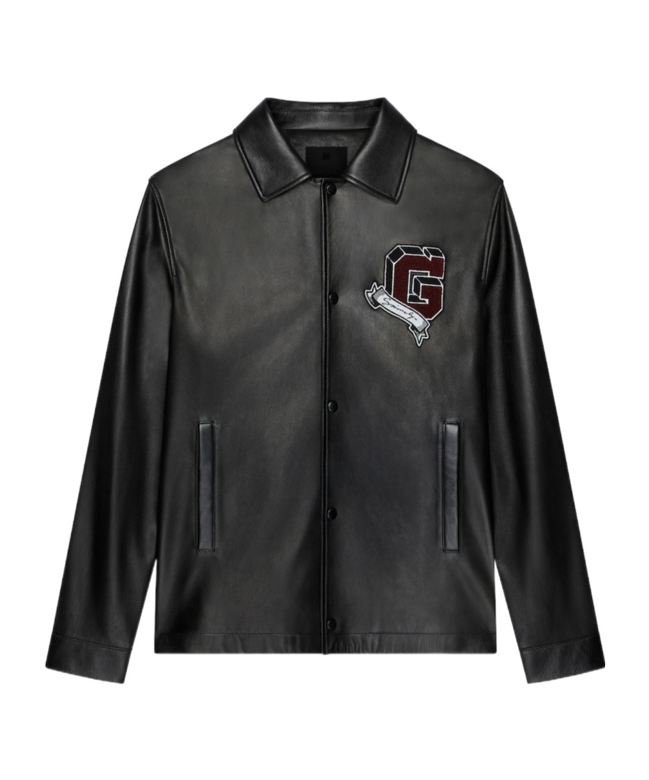 Givenchy Long-sleeved Leather Jacket In Black