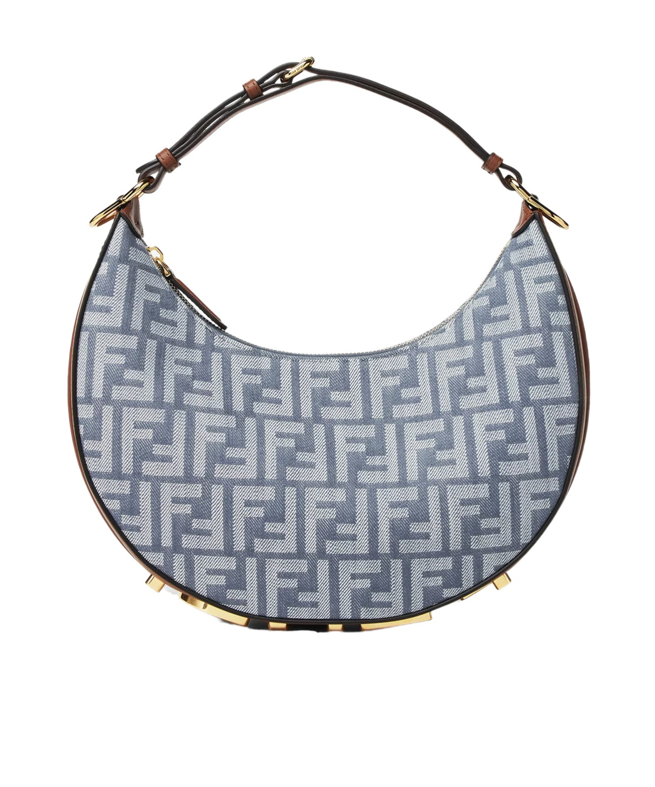 Fendi Blue Denim-effect Ff Jacquard Bag
