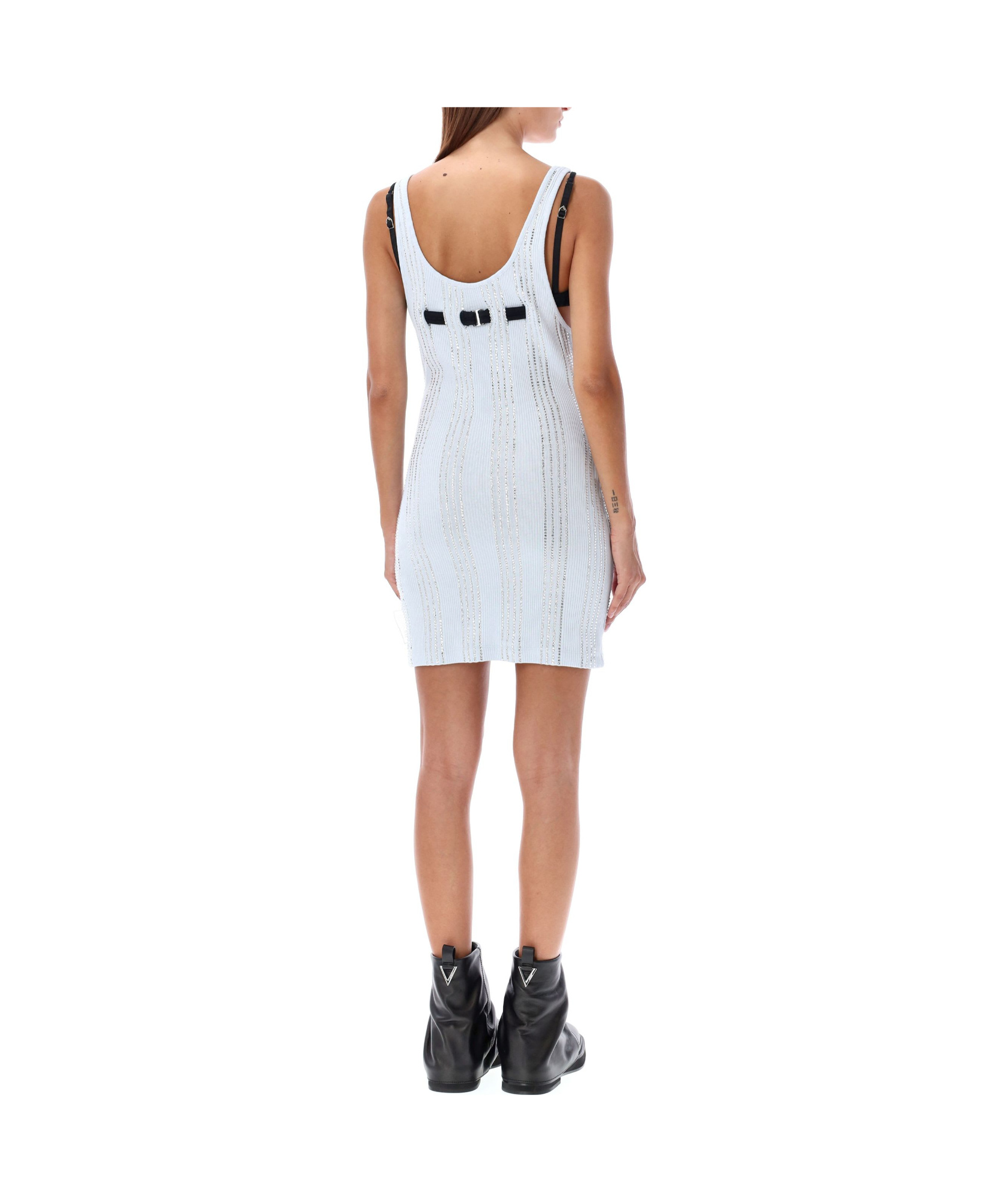 Attico White Cotton Flat Ribbed Jersey Tank Top In White