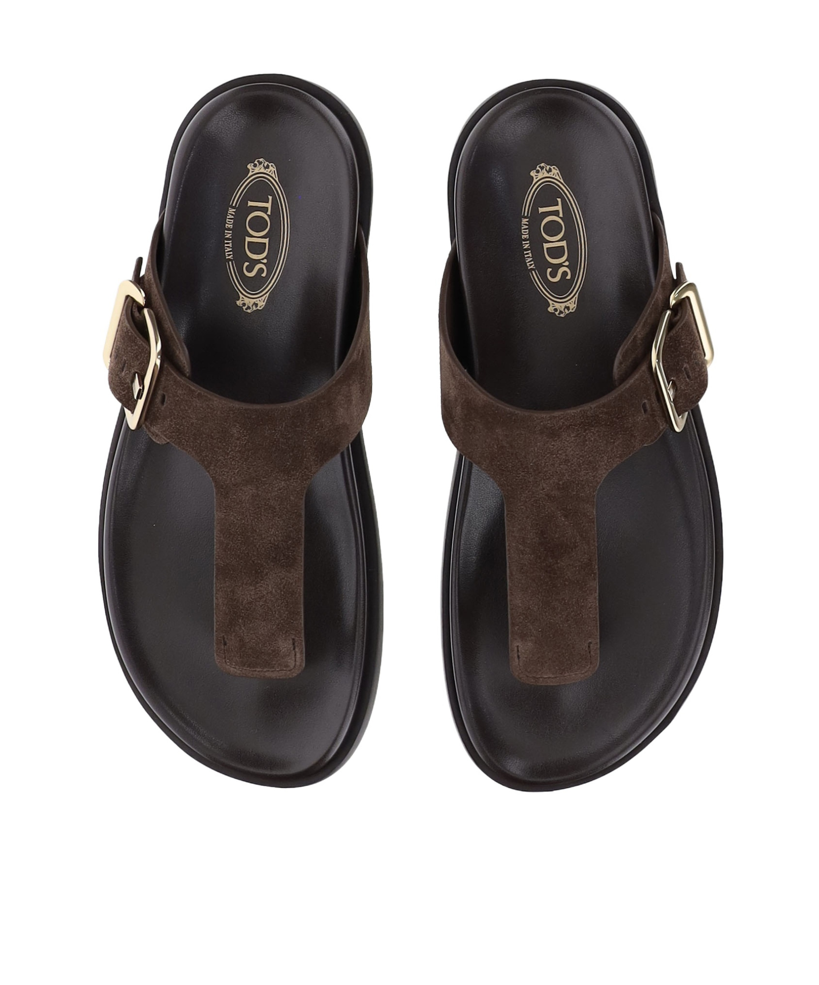 Tod's Buckle Detail Flat Sole Open Toe Slide In Black