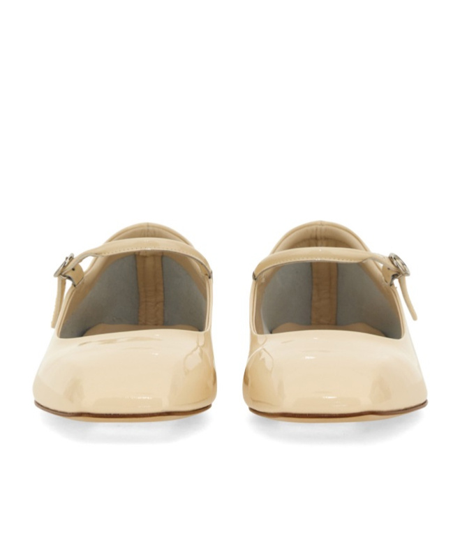 Aeyde Uma Leather Mary Jane Ballet Flats In Nude