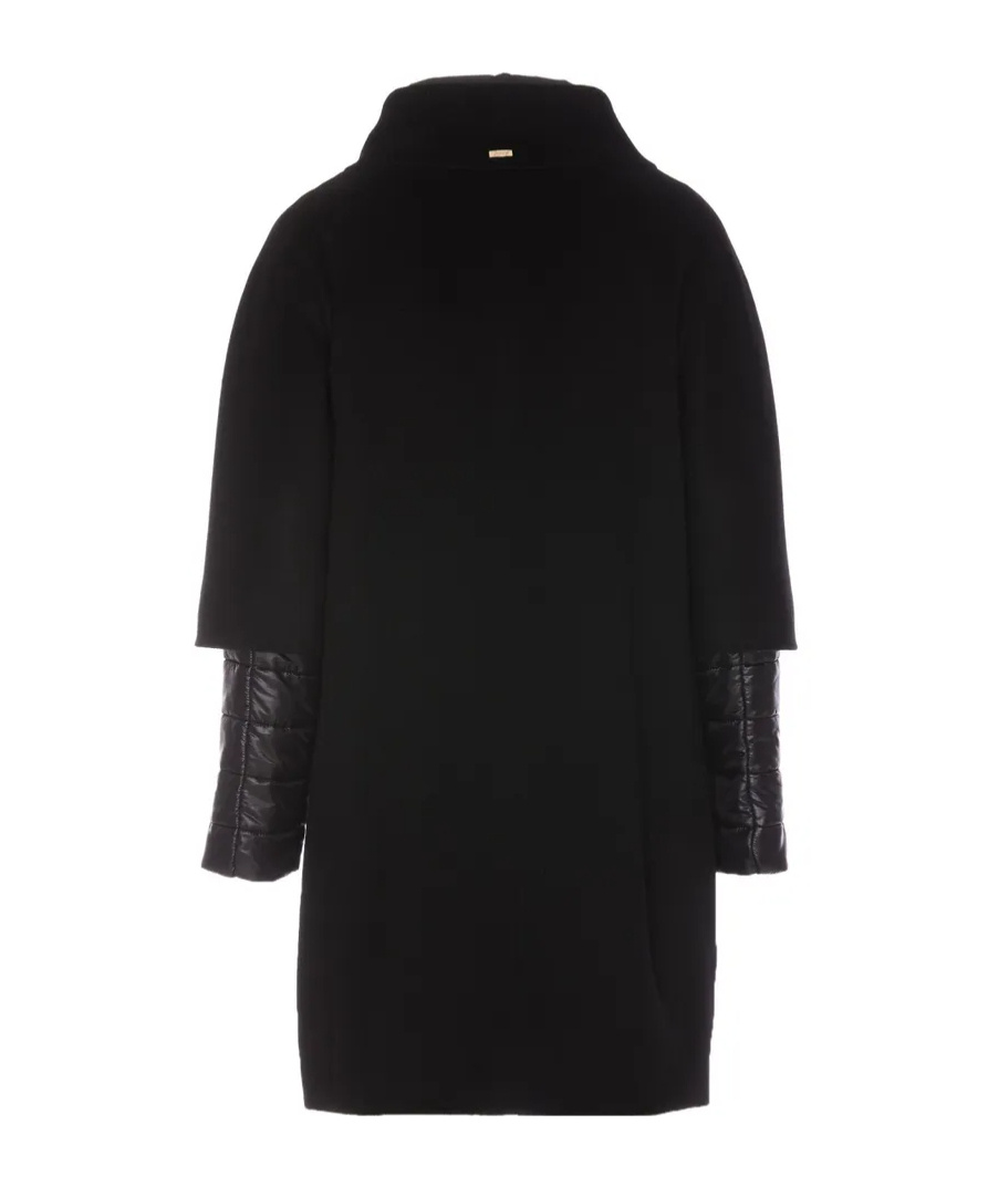 Herno Wool Outerwear Coat With Minimalist Design In Black