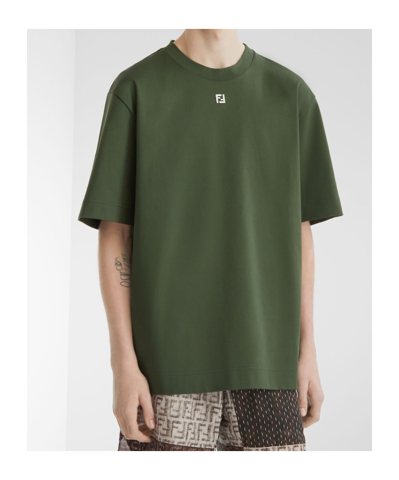 Fendi Ff Cotton Jersey Oversize T-shirt In Green