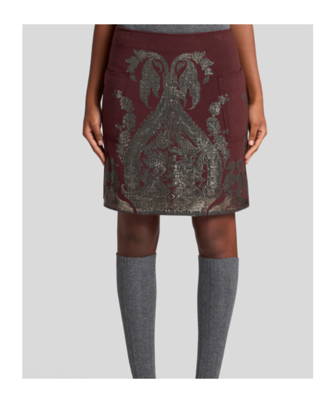 Etro Wool Blend Mini Skirt With Metallic Print In Multicolor