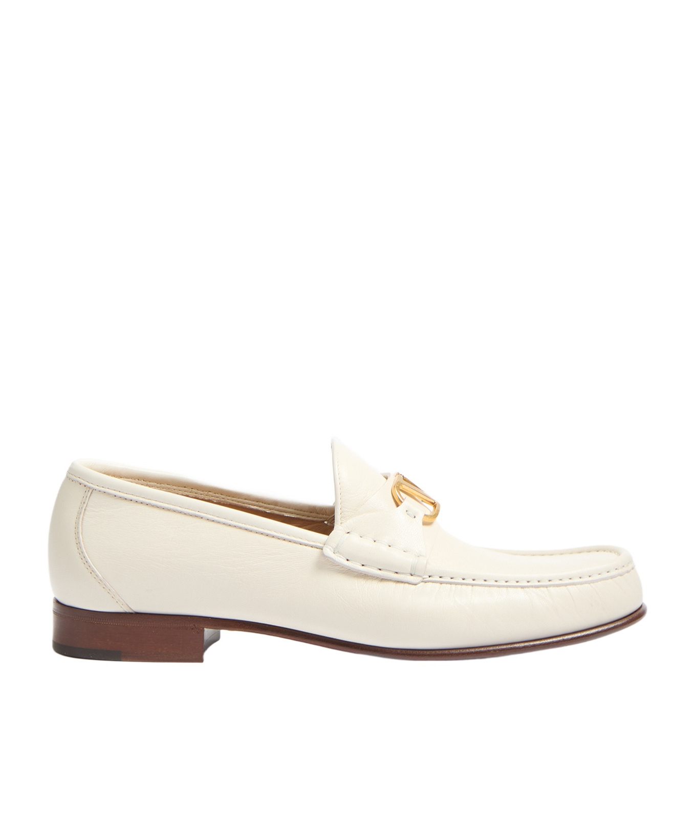 Valentino Round Head Loafer Shoes In White