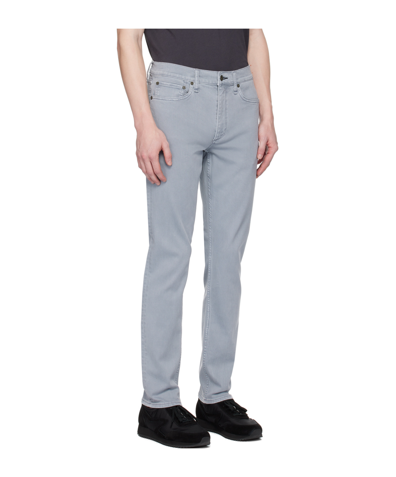 Rag & Bone Belt Ring Denim Trousers In Gray