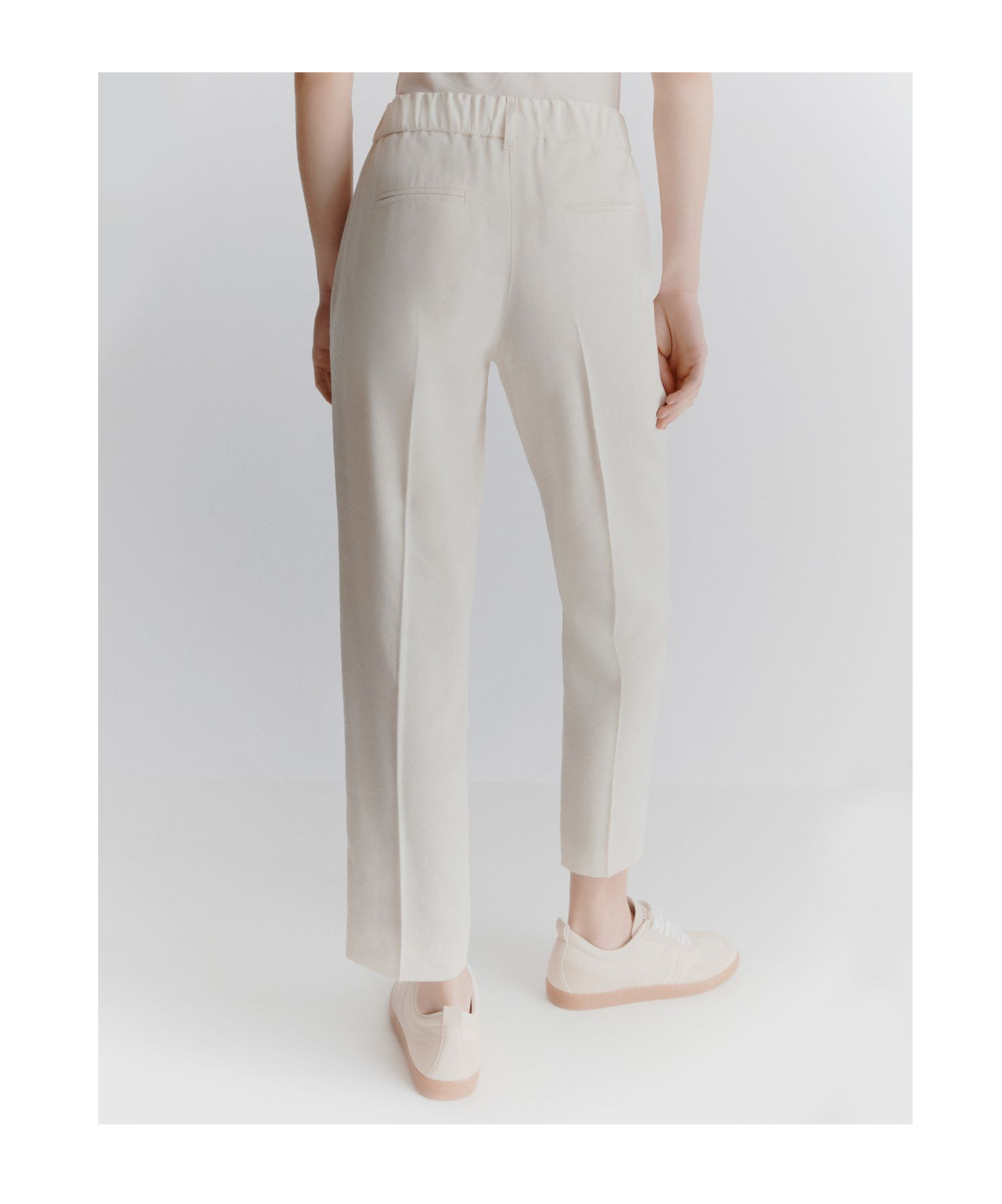 Marella Slim-fit Stretch Viscose And Linen Trousers In White