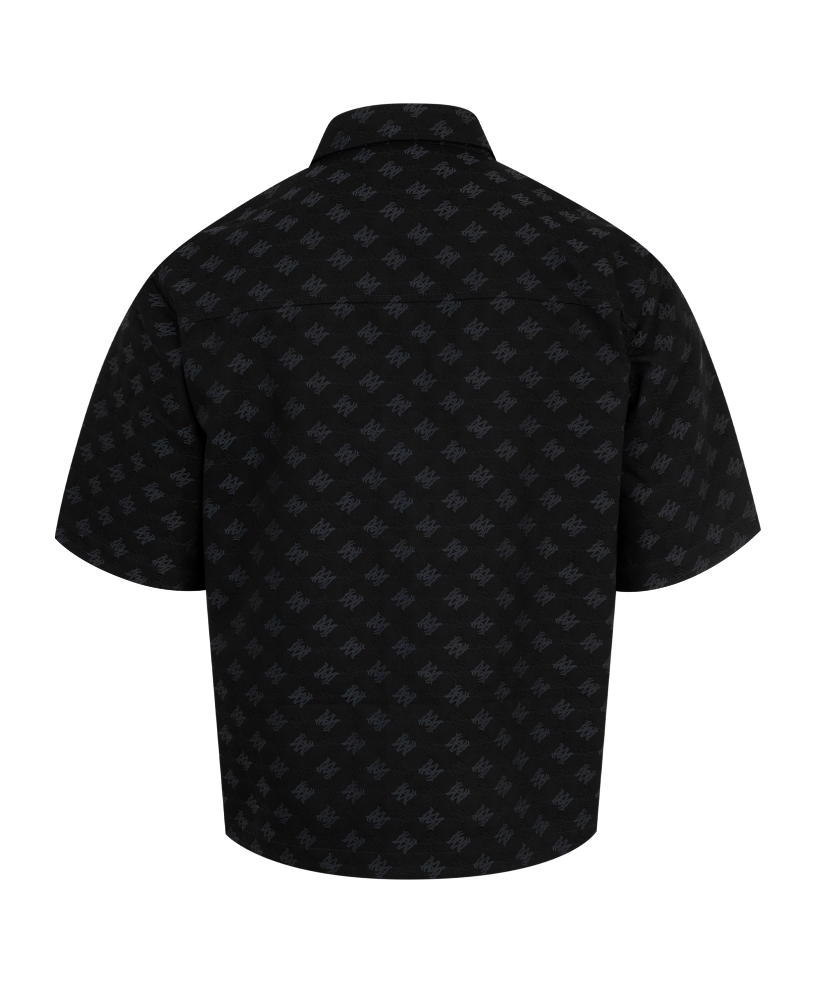 Amiri Mens Quad Monogram-jacquard Short-sleeve Cotton And Wool-blend Shirt Black In Black