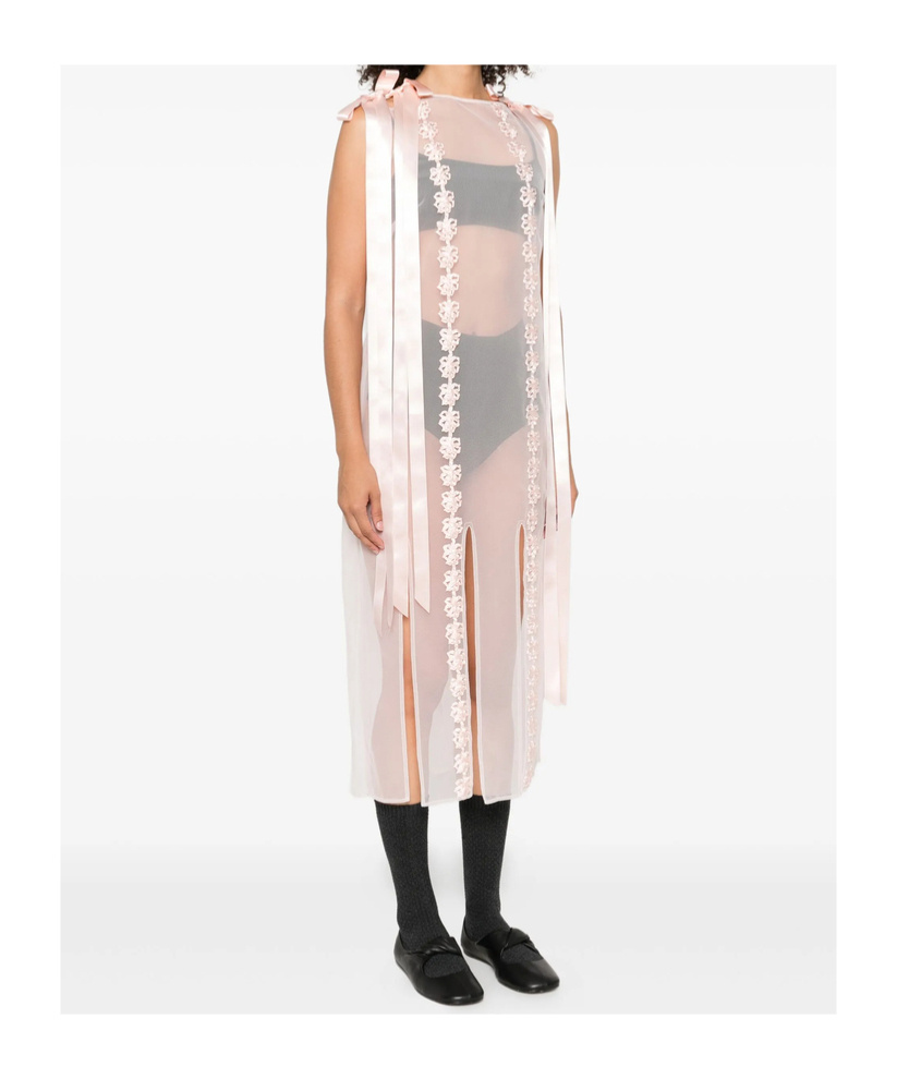 Simone Rocha Womens Pale Pink Daisy Chain Bow-embellished Woven Midi Dress In Pink