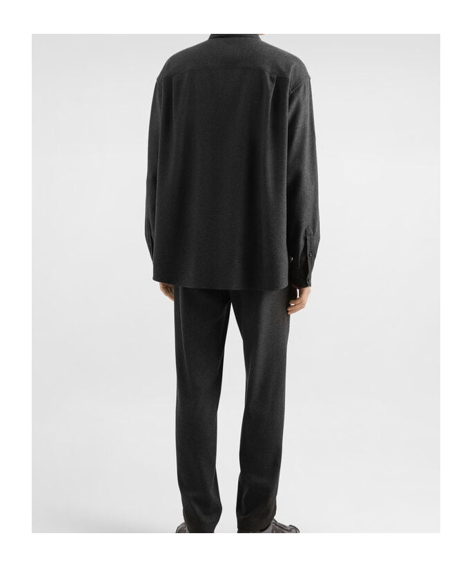 Dolce & Gabbana Melange Wool Wicker Shirt In Black