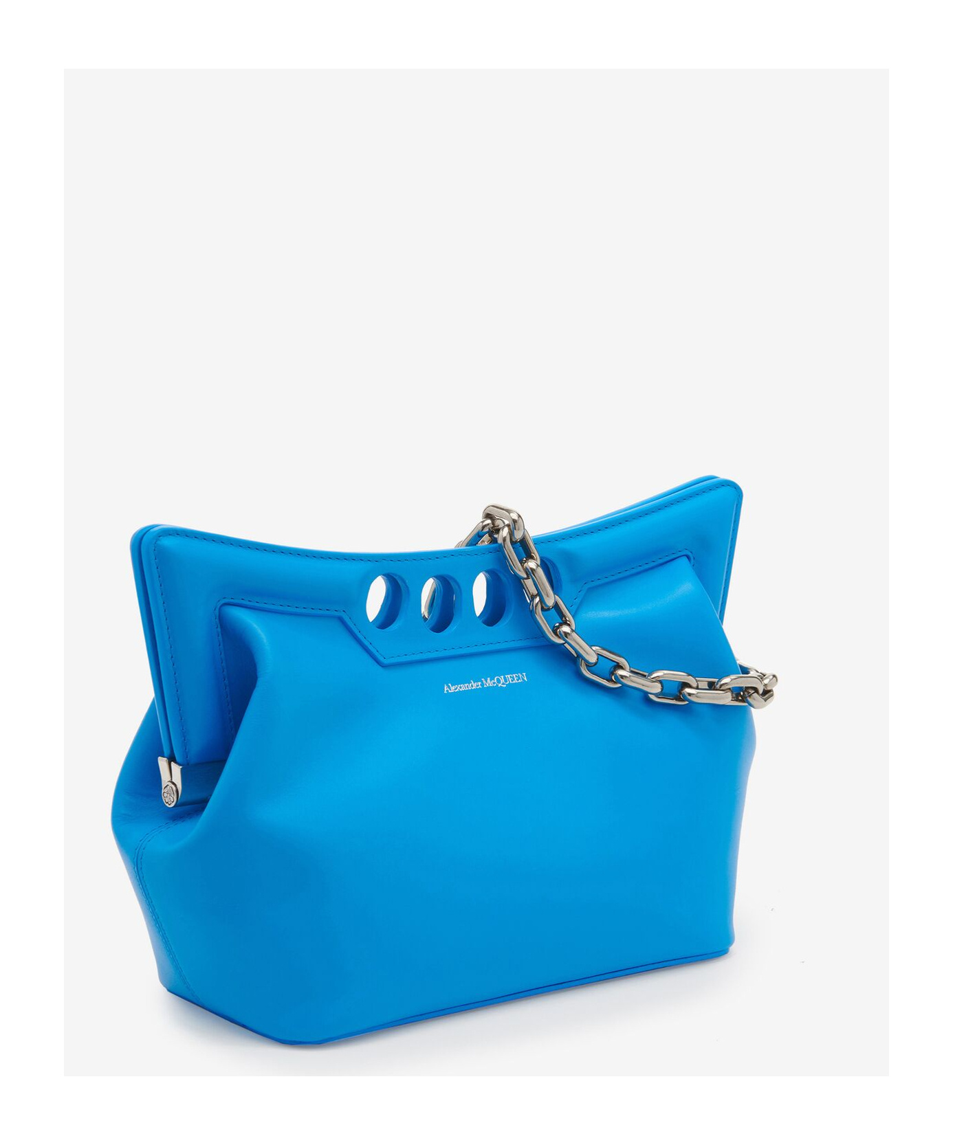 Alexander Mcqueen The Peak Small Curved Shoulder Bag In Blue