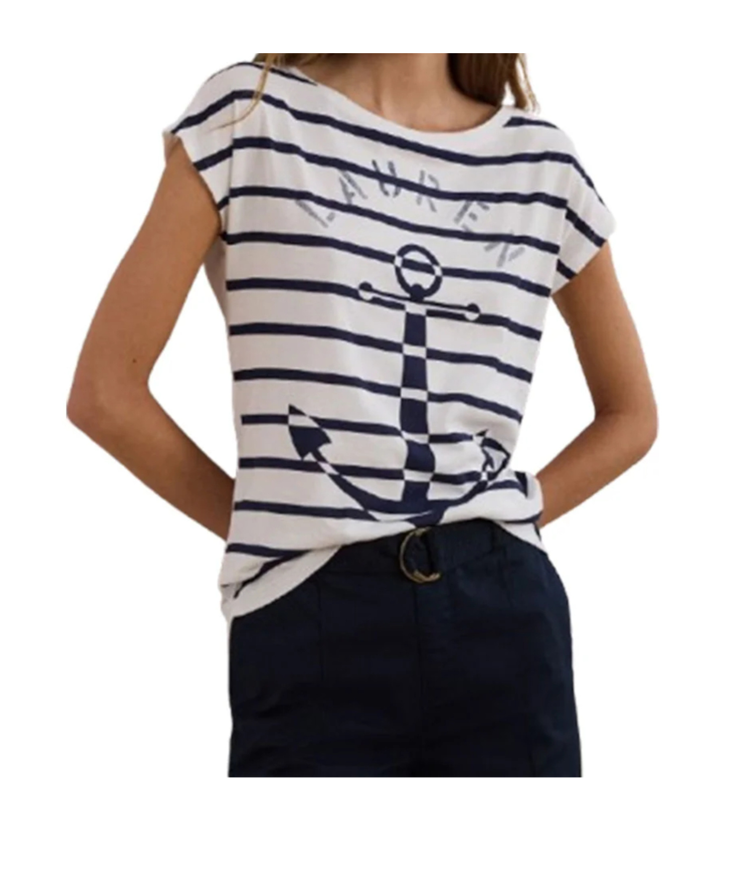 Polo Ralph Lauren Striped Anchor-graphic Jersey Tee In White