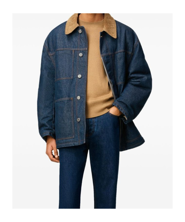 Ami Alexandre Mattiussi Ami Paris Indigo Blue Cotton Padded Worker Jacket In Blue