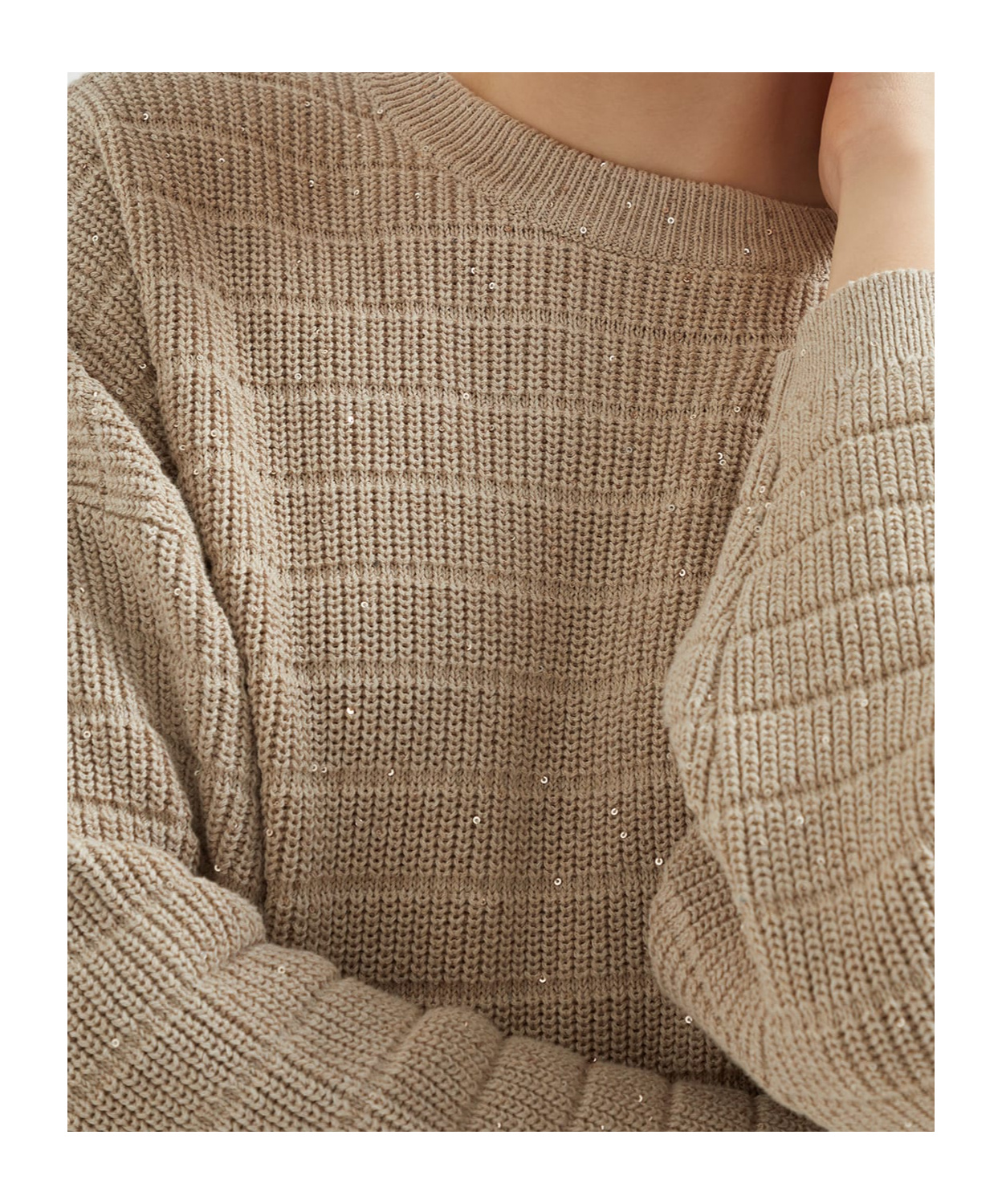 Brunello Cucinelli Cotton-blend Sequin-embellished Sweater In Neutral