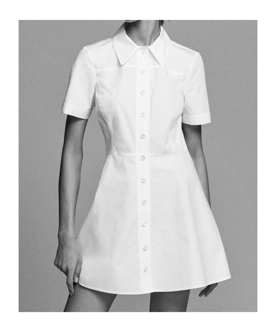 Frame Short-sleeved Flared Dress In White
