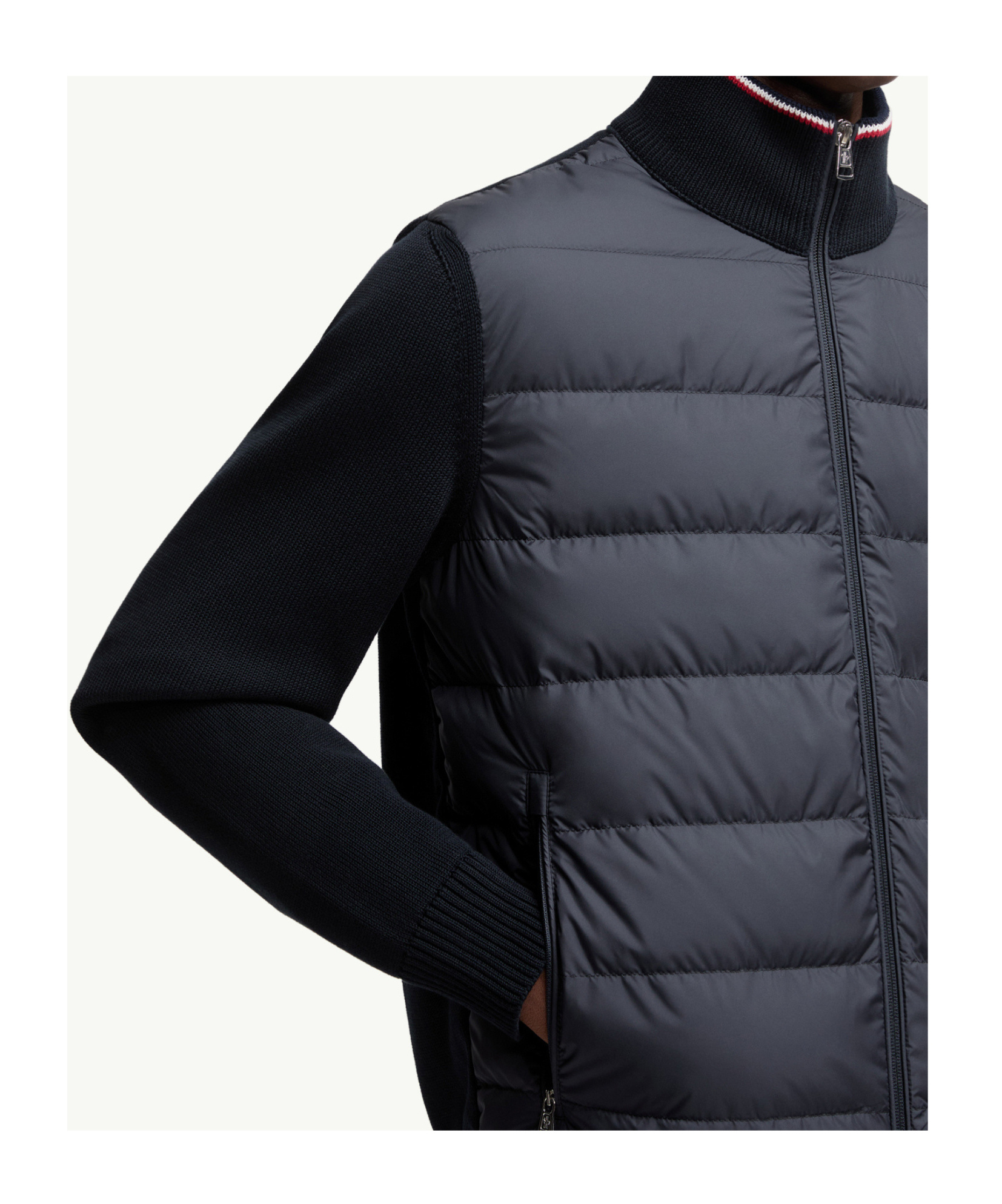 Moncler Padded Cotton Cardigan In Blue