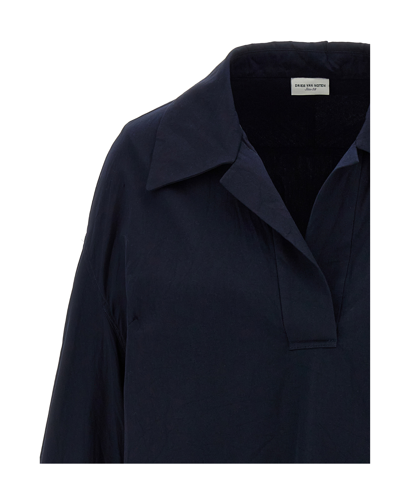Dries Van Noten Collared Neck Long Sleeves Plain Pattern Blouse In Black